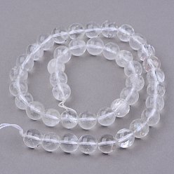 Quartz Crystal Natural Quartz Crystal Beads Strands, Rock Crystal Beads, Round, 6~6.5mm, Hole: 1mm, about 63pcs/strand, 15.5 inch