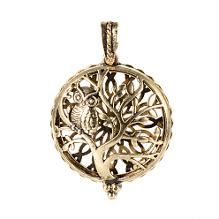 Antique Bronze Alloy Diffuser Locket Pendants, with Magnetic, Flat Round, Antique Bronze, 43x36x10mm, Hole: 7x4mm