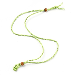 Бледно-Зеленый Ожерелье, с восковым шнуром и деревянными бусинами, бледно-зеленый, 30-1/4 дюйм (77~80 см)