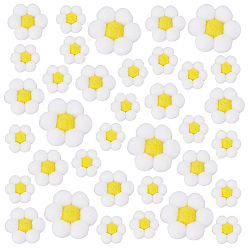 White 36Pcs 3 Styles Sunflower Yarn Ornament Accessories, White, 33~60x13.5~23mm