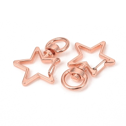 Розовое Золото Шарнирные застежки для лобстера из цинкового сплава в форме звезды, поворотный карабин-лобстер, розовое золото , 34x24x6 мм, отверстие : 5x9 мм