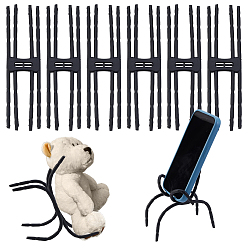 Negro 6pcs soporte para teléfono móvil, Soporte plegable para teléfono móvil de TPR, negro, 190x49.5x6.5 mm