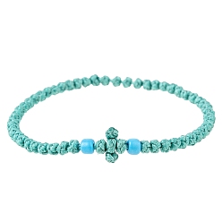 Темно-бирюзовый Регулируемые браслеты из нейлоновой оплетки из бусин, темные бирюзовый, 5-1/4~7-5/8 дюйм (13.5~19.5 см)