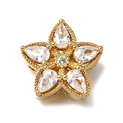 Прозрачный Многожильные звенья из латуни с паве из кубического циркония, цветок, реальный 18 k позолоченный, прозрачные, 15x15.5x6.5 мм, отверстие : 1.8 мм