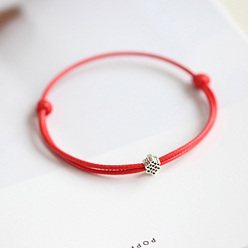 Красный Браслеты из сплава с вощеным шнуром, плетеные из бусин, для женщин, Китайский узел, красные, 5.91~9.84 дюйм (15~25 см)
