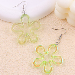 Шампанско-Желтый Акриловые серьги болтаться, цветок, платина, шампанское желтый, 72x44 мм