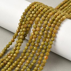 Желто-зеленый опал Натуральные желтые зеленые опаловые бусы, граненые, круглые, 4 мм, отверстие : 0.6 мм, около 97 шт / нитка, 15.35'' (39 см)