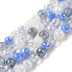 Васильковый Стеклянные бусины с гальваническим покрытием , граненые, круглые, васильковый, 6 мм, отверстие : 1 мм, около 100 шт / нитка, 21.46 дюйм (54.5 см)