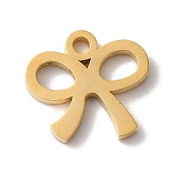Золотой Вакуумное покрытие pvd 304 подвески из нержавеющей стали, лазерная резка, бантом прелести, золотые, 8x9x1 мм, отверстие : 1.2 мм