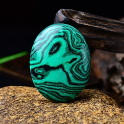 Малахит Натуральный малахитовый овальный массажер для ладони, Камень беспокойства для терапии беспокойства, 45x35x15 мм