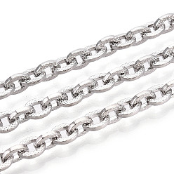 Платина Латунные текстурированные кабельные цепи, несварные, с катушкой, платина, 6x4.5x1 мм, около 32.81 футов (10 м) / рулон