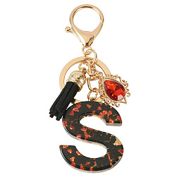 Letter S Resin Keychains, with Lobster Claw Clasps, Light Gold, Letter S, 102mm, Letter: 41.5x35x7.5mm