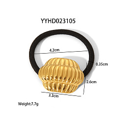 Shell Shape Резинка для волос из нержавеющей стали эластичная повязка на голову черные аксессуары для волос, золотые, формы раковины, 26x33 мм