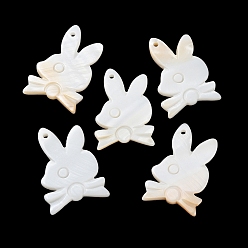 Navajo White Natural Freshwater Shell Pendants, Rabbit Charms, Navajo White, 33x21~22x3mm, Hole: 1.6mm