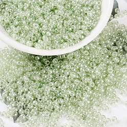 (RR371) Pale Moss Green Luster MIYUKI Round Rocailles Beads, Japanese Seed Beads, (RR371) Pale Moss Green Luster, 8/0, 3mm, Hole: 1mm, about 422~455pcs/bottle, 10g/bottle