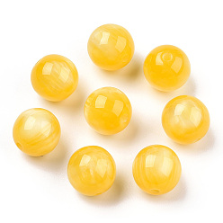 Gold Resin Beads, Imitation Gemstone, Round, Gold, 12mm, Hole: 2mm
