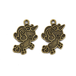 Античная Бронза Сплавочные сеттинги для кулона, тибетский стиль, без кадмия и без свинца, единорог, античная бронза, 25x17x1.5 мм, отверстие : 1.8 мм