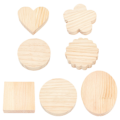 BurlyWood Pinewood Chassis, for Toy Model Display, Heart, Square, Flowers, Flat Round and Oval, BurlyWood, 56.5x59.5x15mm, 7pcs/set