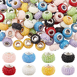 (52) Непрозрачная лаванда 96 шт 8 цвета смолы европейские бусины, бусины-рондели с крупными отверстиями и латунным стержнем, разноцветные, 14x9.5~10 мм, отверстие : 5 мм, 12 шт / цвет