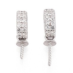Платина 925 серебряный микропроходный кубический цирконий подвесные поручни, шапка из бисера, платина, 12~13x3x5 мм, отверстие : 5x2.5 мм, штифты : 0.7 мм