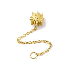 Золотой 925 стерлинговое серебро с цепочкой на концах, солнце, золотые, 70x10 мм, отверстие : 3.5 мм