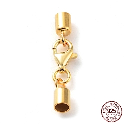 Настоящее золото 18K 925 стерлингового серебра застежкой омар коготь, с концами шнура и 925 штампом, реальный 18 k позолоченный, 23 мм, внутренний диаметр: 3 мм