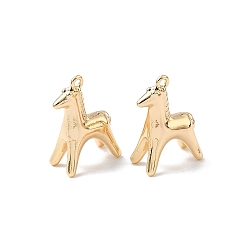 Настоящее золото 18K Латунные подвески, лошади прелести, реальный 18 k позолоченный, 18x13.5x6.5 мм, отверстие : 1.2 мм