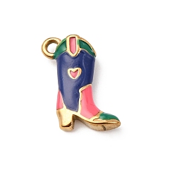 Синий 304 подвески из нержавеющей стали, ботинки, с эмалью, золотые, синие, 18x16x5.5 мм, отверстие : 2 мм