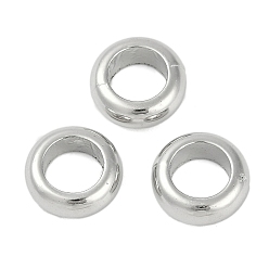 Платина CCB пластиковые шарики, бусины с большим отверстием, рондель, платина, 12x4.5 мм, отверстие : 7.5 мм