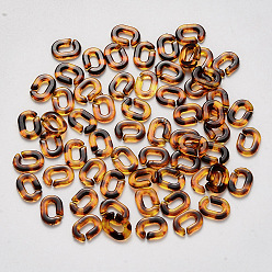 Saddle Brown Acrylic Linking Rings, Two Tone, Quick Link Connectors, For Cable Chains Making, Oval, Saddle Brown, 9x6.5x2mm, Inner Diameter: 5mm