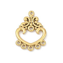 Золотой 304 нержавеющей стали ссылки люстра компонент, ионное покрытие (ip), сердце, золотые, 26.5x19x2.5 мм, отверстие : 1.4 мм