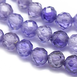 Medium Slate Blue Cubic Zirconia Beads Strands, Faceted, Round, Medium Slate Blue, 3mm, Hole: 0.5mm, about 132pcs/strand, 15 inch(38cm)