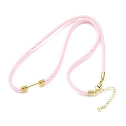 Лавандовый румянец 3мм круглые нейлоновые миланские шнуры для изготовления ожерелий, с латунными выводами и 303 застежками из лобстера из нержавеющей стали, золотые, долговечный, стойки покрытие, лавандовый румянец, 19.53 дюйм (49.6 см)