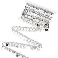 Серебро Полиэфирные ленты с плоской круглой кисточкой, аксессуары для костюма, украшение занавеса, серебряные, 1-1/2~1-5/8 дюйм (39~41 мм)