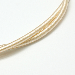 Champagne Yellow Round Plastic Tube Cords, Covered with Silk Ribbon, Champagne Yellow, 450~480x3~3.5mm