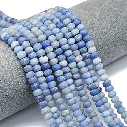 Синий Авантюрин Природные голубые авантюрин бисером пряди, матовые, рондель, окрашенная и подогревом, 6x4 мм, отверстие : 1 мм, около 93~96 шт / нитка, 14.57''~14.76'' (37~37.5 см)