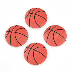 Basketball Печать подвесок из дерева, шармы серии шармов, баскетбол, 39~40x5 мм, отверстие : 1.8 мм