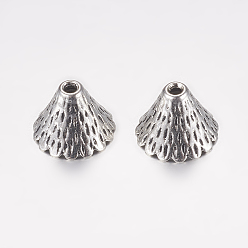 Antique Silver Alloy Bead Cap, Apetalous, Antique Silver, 12x9mm, Hole: 1.5mm