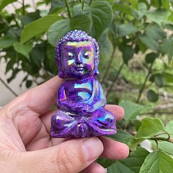 Фиолетовый Резная статуя Будды из натурального гранита, украшение дома, Статуэтки по фен-шуй для украшения домашнего офиса, фиолетовые, 80 мм