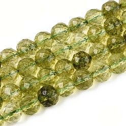 Цвет Оливы К 9 нити стеклянных бусин, имитация драгоценных камней, круглые, граненые, оливковый, 7~8 мм, отверстие : 1.2 мм, около 50 шт / нитка, 14.37 дюйм (36.5 см)