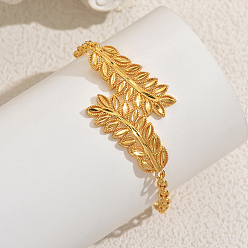 Золотой Браслеты из звеньев пшеницы и бобов в этническом стиле, браслеты-цепочки для женщин, золотые, 1x1-7/8 дюйм (2.6x4.8 см), внутренний диаметр: 7-1/2 дюйм (19 см)
