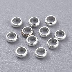 Серебро 201 из нержавеющей стали разделительные бусины, рондель, серебряные, 3.5x1.3 мм, отверстие : 2 мм