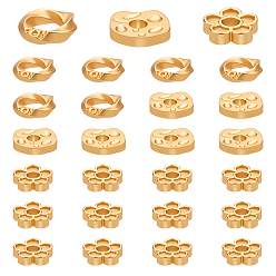 Mixed Shapes 24 шт. 3 стили 925 бусины-разделители из стерлингового серебра, золотые, разнообразные, 3.5x3.5~4x1 мм, отверстие : 1~1.8 мм