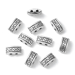 Antique Silver Tibetan Style Multi-Strand Links, Two Hole Carrier Beads, Rectangle, Cadmium Free & Nickel Free & Lead Free, Antique Silver, 10x4mm, Hole: 1.5mm