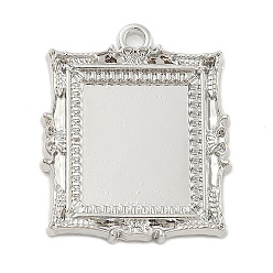Платина Подвеска кабошона, прямоугольные, платина, лоток : 19x16 мм, 33.5x27.5x2 мм, отверстие : 2 мм