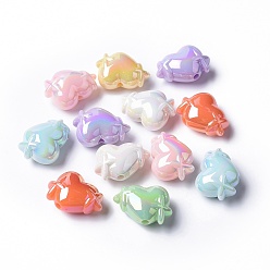 Mixed Color Opaque Acrylic Beads, Heart, Mixed Color, 14.5x20x10mm, Hole: 2.1mm