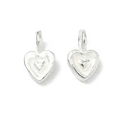 Сердце 925 серебряные шармы, серебряный цвет гальваническим, с печатью 925, сердце, 8x5x2~3 мм, отверстие : 1.8 мм