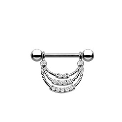 Нержавеющая Сталь Цвет 316 хирургическая нержавеющая сталь кристалл горный хрусталь тройной канат стремя для соска, цвет нержавеющей стали, 16 мм