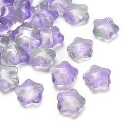 Фиолетовый Прозрачные стеклянные бусины, звезда, фиолетовые, 15~17x16~17.5x8 мм, отверстие : 1.2 мм, 400 шт / 1000 г