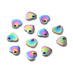 Rainbow Color 304 подвески из нержавеющей стали с ионным покрытием (IP), штамповка пустой метки, сердце, Радуга цветов, 5x6x1 мм, отверстие : 1 мм